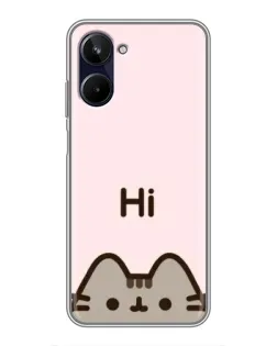 Чехол для Realme 10 с картинкой «Пушин говорит Hi»