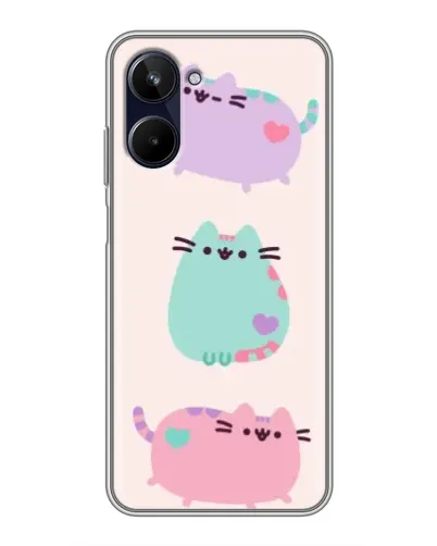 Чехол для Realme 10 с картинкой «Pusheen трио»