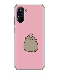 Чехол для Realme 10 с картинкой «Pusheen сердце»