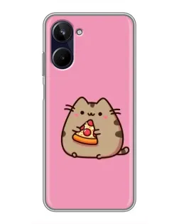 Чехол для Realme 10 с картинкой «Пушин с пиццей»
