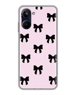 Чехол для Realme 10 с картинкой «Черные банты Coquette»