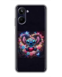 Чехол для Realme 10 с картинкой «Stitch в цветах»