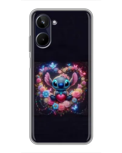Чехол для Realme 10 с картинкой «Stitch в цветах»