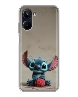 Чехол для Realme 10 с картинкой «Стич на коричневом фоне»