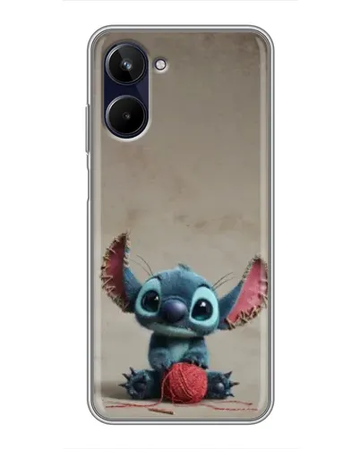 Чехол для Realme 10 с картинкой «Стич на коричневом фоне»