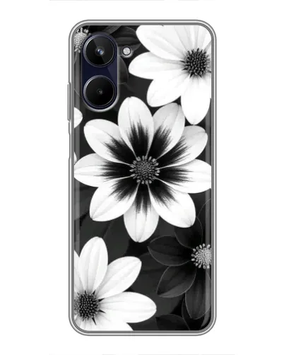 Чехол для Realme 10 с картинкой «Монохромные астры»