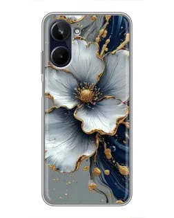 Чехол для Realme 10 с картинкой «Белый цветок и золотой флюид» Чехол для Realme 10 с картинкой «Белый цветок и золотой флюид»