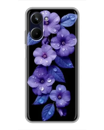 Чехол для Realme 10 с картинкой «Фиолетовые цветы с росою»