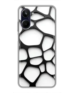 Чехол для Realme 10 с картинкой «Белая объемная сетка»
