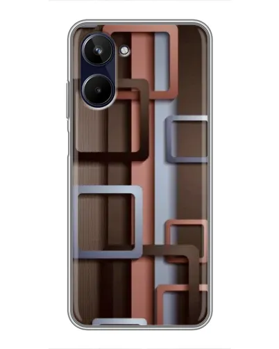 Чехол для Realme 10 с картинкой «Коричневые объемные квадраты» Чехол для Realme 10 с картинкой «Коричневые объемные квадраты»