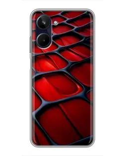 Чехол для Realme 10 с картинкой «Красная глянцевая сетка»