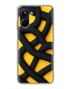 Чехол для Realme 10 с картинкой «Черное желтое переплетение»