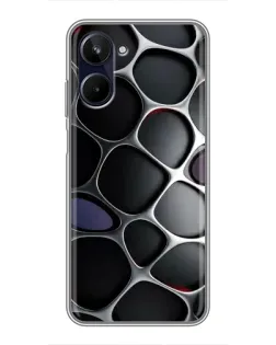 Чехол для Realme 10 с картинкой «Объемная темная решетка»