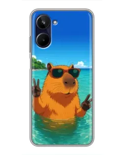 Чехол для Realme 10 с картинкой «Морская капибара»