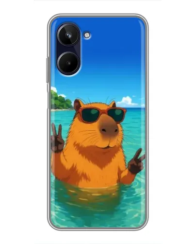 Чехол для Realme 10 с картинкой «Морская капибара»