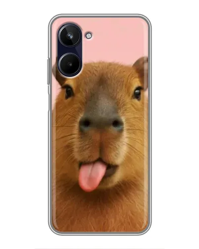 Чехол для Realme 10 с картинкой «Капибара с языком»