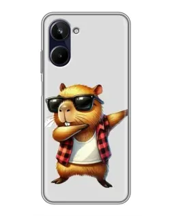 Чехол для Realme 10 с картинкой «Капибара рэпер даб»