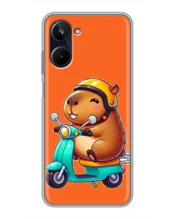 Чехол для Realme 10 с картинкой «Капибара на скутере»