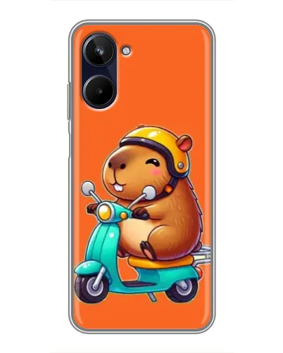 Чехол для Realme 10 с картинкой «Капибара на скутере»