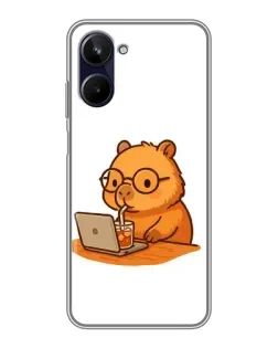Чехол для Realme 10 с картинкой «Капибара с ноутбуком»