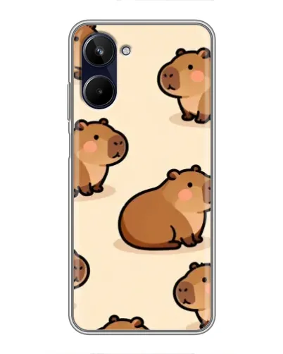 Чехол для Realme 10 с картинкой «Паттерн милых капибар»