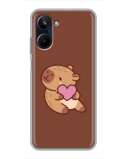 Чехол для Realme 10 с картинкой «Капибара с сердцем»
