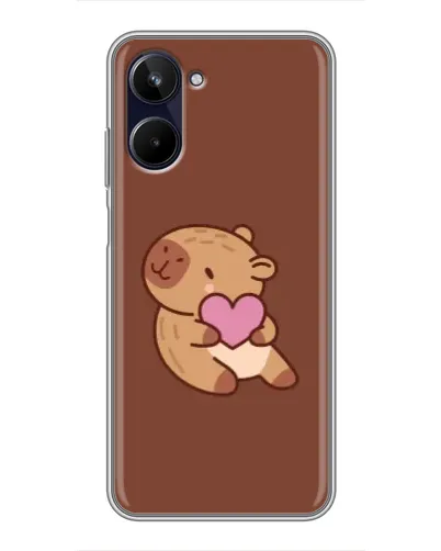 Чехол для Realme 10 с картинкой «Капибара с сердцем»