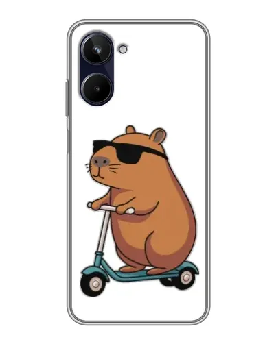 Чехол для Realme 10 с картинкой «Капибара на самокате»