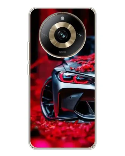 Чехол для Realme 11 Pro 5G с картинкой «Спортивная BMW и цветы»