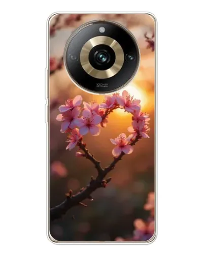 Чехол для Realme 11 Pro 5G с картинкой «Розовый цвет сердце на фоне заката» Чехол для Realme 11 Pro 5G с картинкой «Розовый цвет сердце на фоне заката»