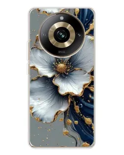Чехол для Realme 11 Pro 5G с картинкой «Белый цветок и золотой флюид»
