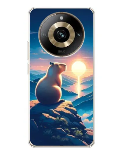 Чехол для Realme 11 Pro 5G с картинкой «Закат солнца с капибарой»