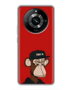 Чехол для Realme 11 Pro Plus с картинкой «Bored Ape — красный фон»