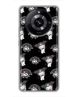 Чехол для Realme 11 Pro Plus с картинкой «Черный паттерн Kuromi»