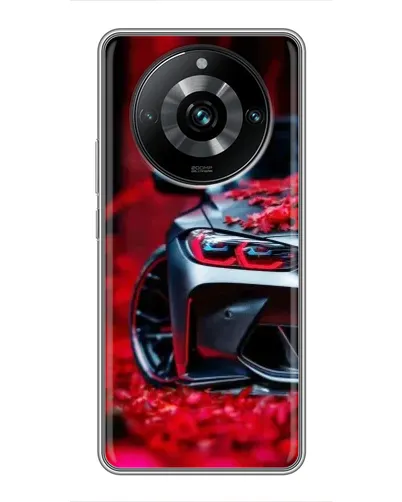Чехол для Realme 11 Pro Plus с картинкой «Спортивная BMW и цветы»