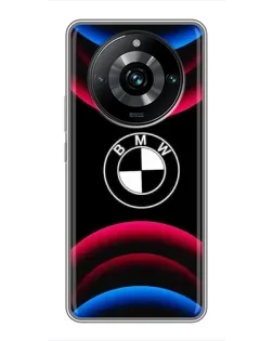 Чехол для Realme 11 Pro Plus с картинкой «Логотип BMW и неоновые дуги»
