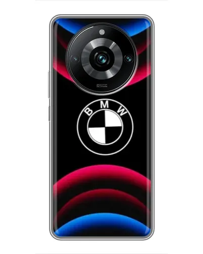 Чехол для Realme 11 Pro Plus с картинкой «Логотип BMW и неоновые дуги»