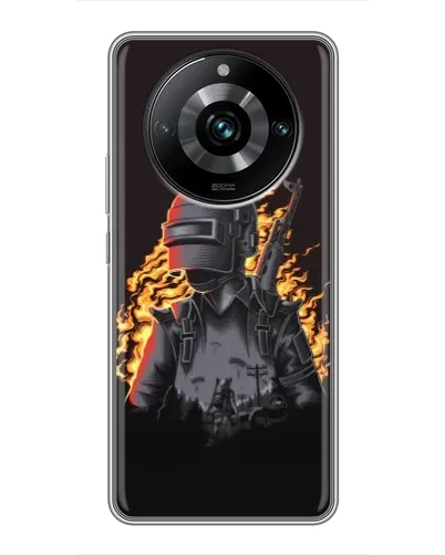 Чехол для Realme 11 Pro Plus с картинкой «PUBG — огненный силуэт»