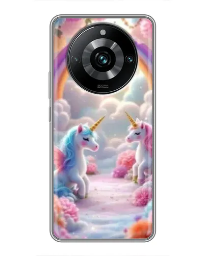 Чехол для Realme 11 Pro Plus с картинкой «Радуга и единороги» Чехол для Realme 11 Pro Plus с картинкой «Радуга и единороги»