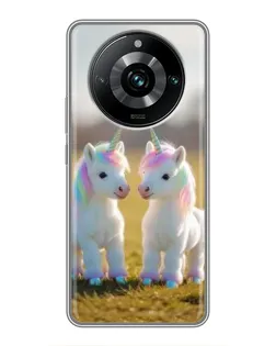 Чехол для Realme 11 Pro Plus с картинкой «Пара единорогов»