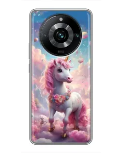 Чехол для Realme 11 Pro Plus с картинкой «Единорог среди облаков»