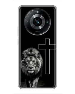 Чехол для Realme 11 Pro Plus с картинкой «Лев и Крест»