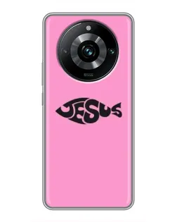 Чехол для Realme 11 Pro Plus с картинкой «Розовый символ  Jesus»