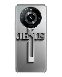 Чохол для Realme 11 Pro Plus з картинкою «Металевий хрест Jesus»