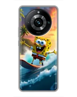 Чохол для Realme 11 Pro Plus з картинкою «Губка Боб серфінгіст»