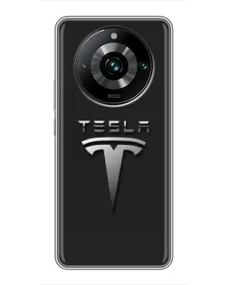 Чехол для Realme 11 Pro Plus с картинкой «Стальной логотип Tesla»