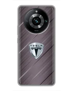 Чехол для Realme 11 Pro Plus с картинкой «Металлическая текстура Tesla»