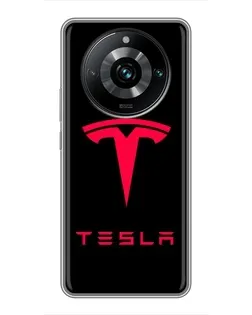 Чехол для Realme 11 Pro Plus с картинкой «Tesla Red Logo»