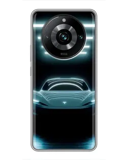 Чехол для Realme 11 Pro Plus с картинкой «Tesla в неоне»