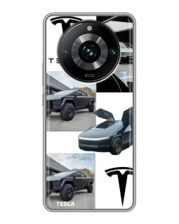 Чехол для Realme 11 Pro Plus с картинкой «Коллаж Cybertruck Tesla»